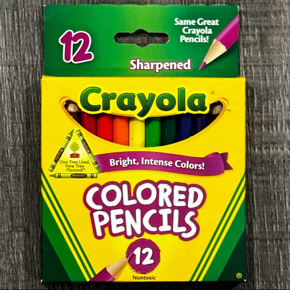 💞 New 12-Pack Crayola Non-Toxic Bright Colored Pencils